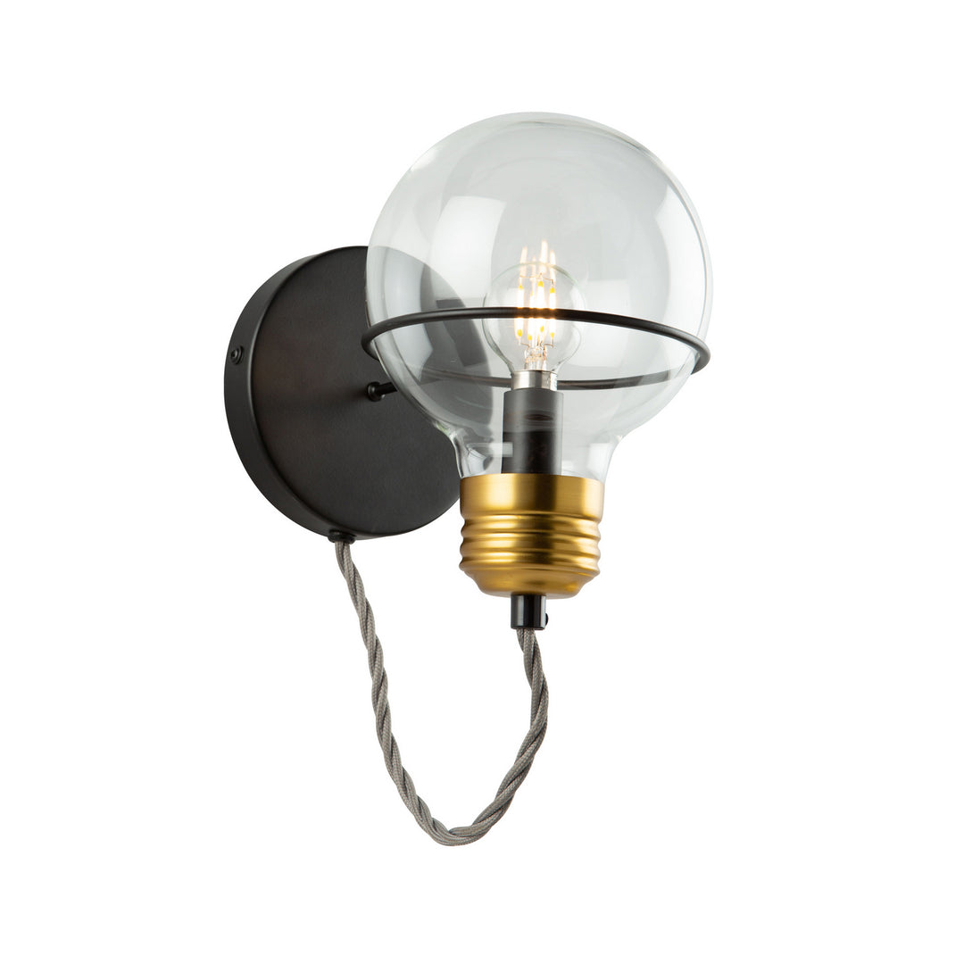 Martina One Light Wall Sconce in Black and Brushed Brass - available from The Lighting Shoppe, trusted by Canadian homeowners
