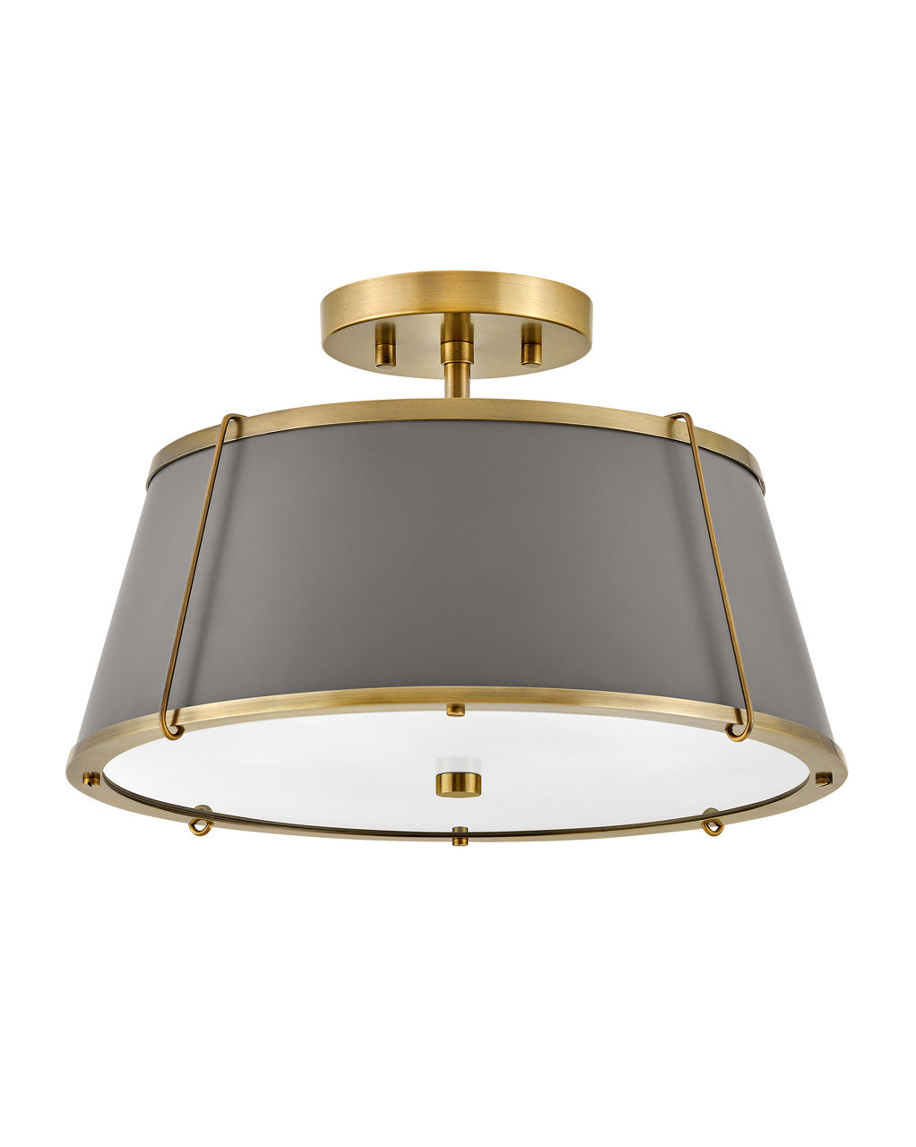 Clarke LED Semi-Flush Mount in Lacquered Dark Brass - available from The Lighting Shoppe, trusted by Canadian homeowners