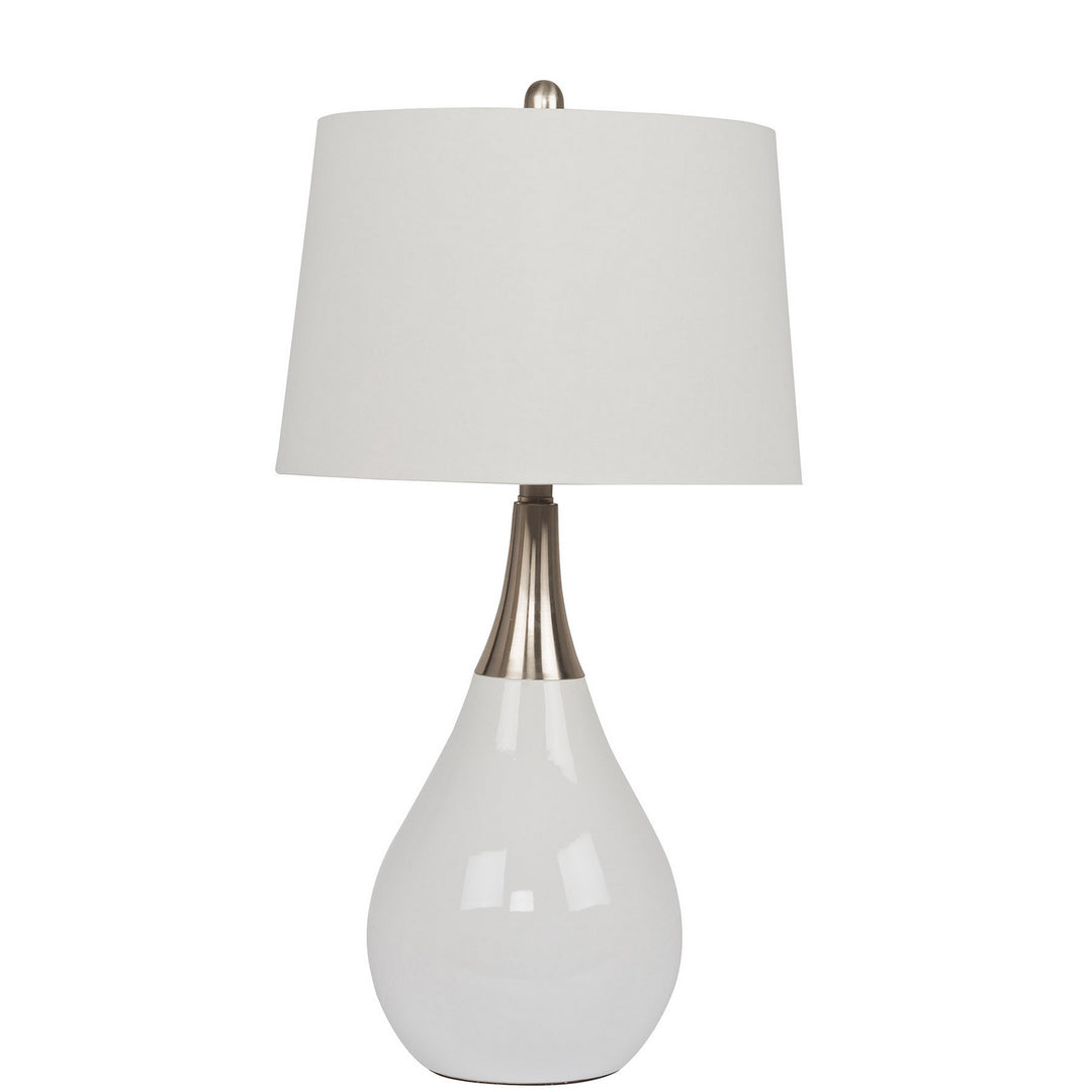 Table Lamp One Light Table Lamp in Gloss White Brushed Polished Nickel - available from The Lighting Shoppe, trusted by Canadian homeowners
