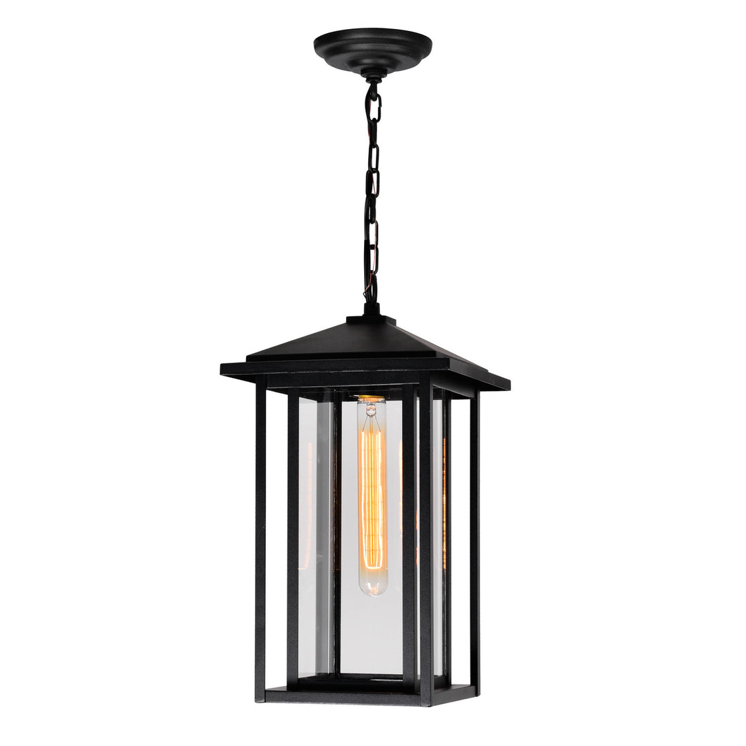 Crawford One Light Outdoor Hanging Lantern in Black - available from The Lighting Shoppe, trusted by Canadian homeowners