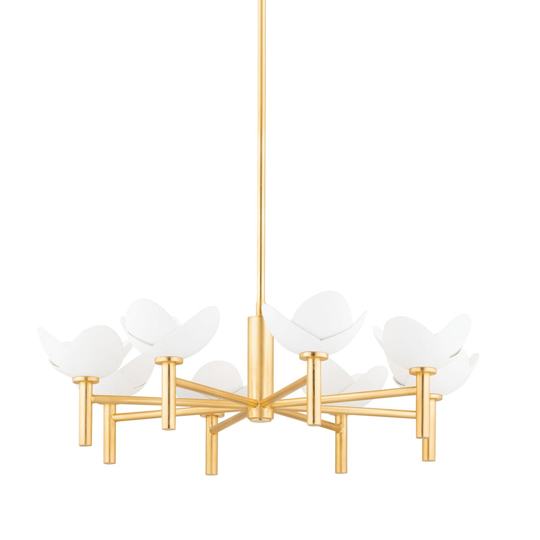 Dawson Eight Light Chandelier in Gold Leaf/White Plaster - available from The Lighting Shoppe, trusted by Canadian homeowners