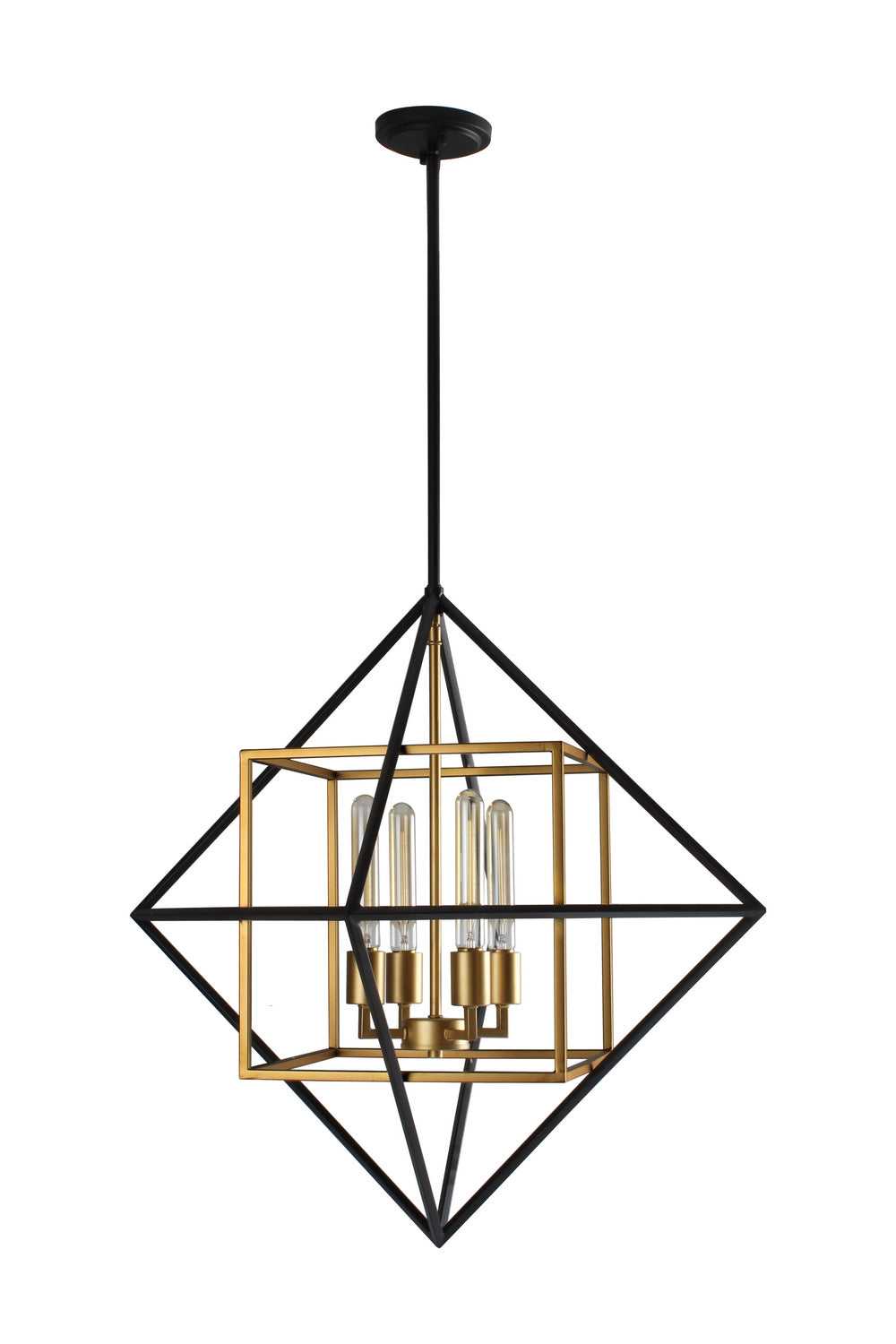 Pryor Four Light Pendant in Antique Gold & Black Eglo Canada
