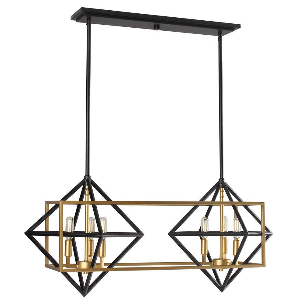 Pryor Six Light Pendant in Antique Gold & Black Eglo Canada
