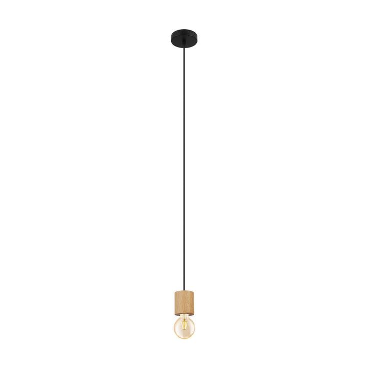 Eglo Canada - 99078A - One Light Pendant - Turialdo - Black, Natural Wood