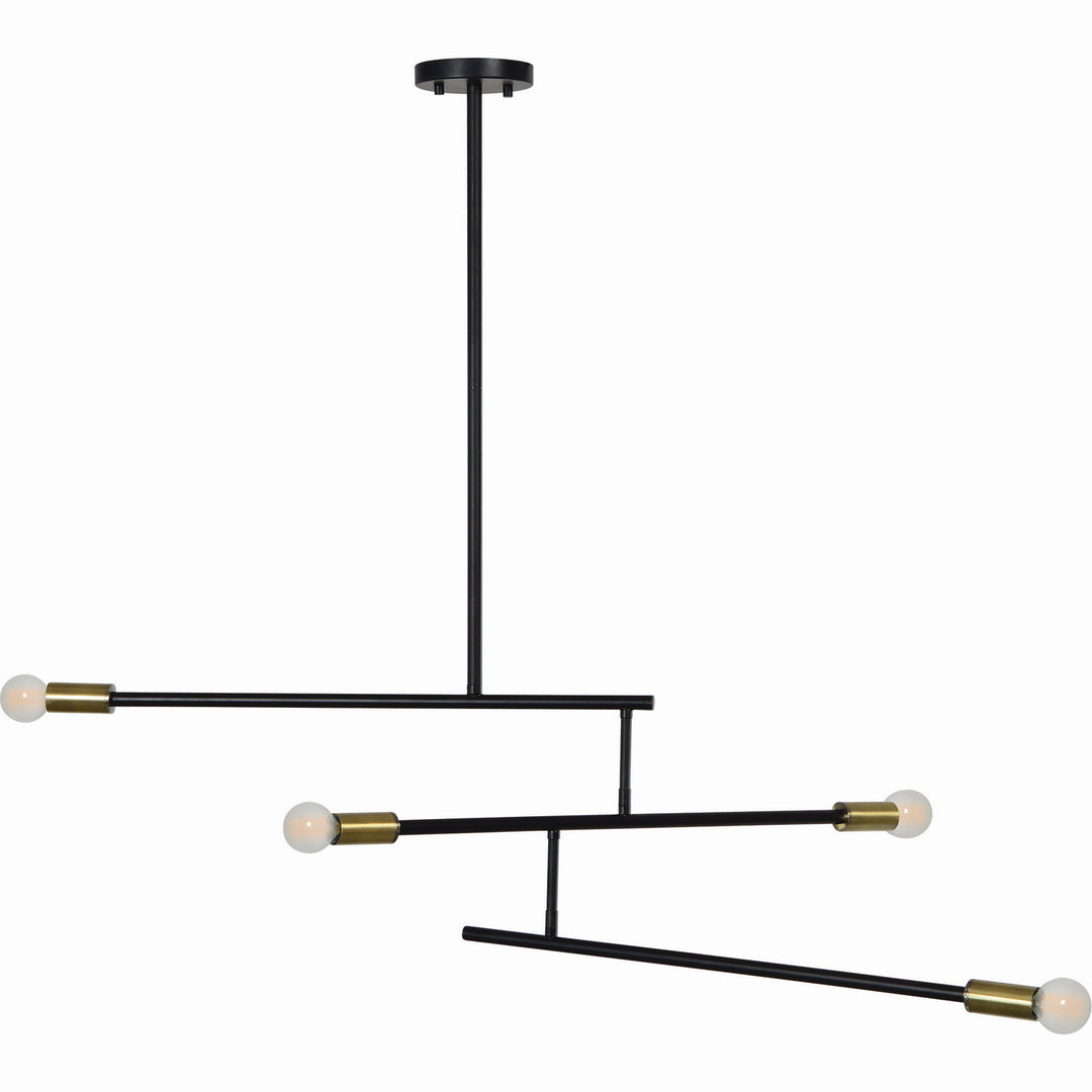 Tara Four Light Ceiling Fixture in Matte Black, Antique Brass - available from The Lighting Shoppe, trusted by Canadian homeowners