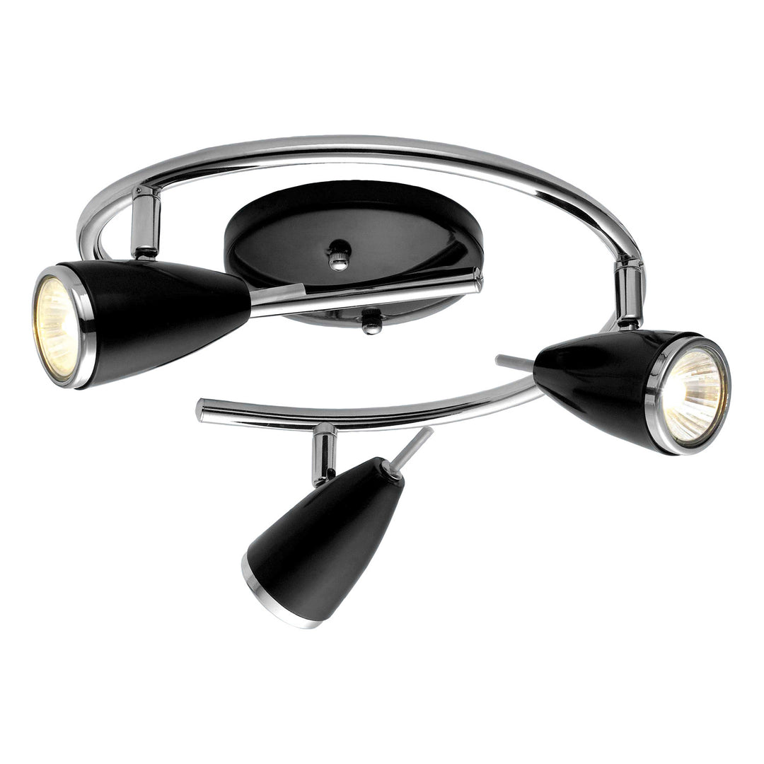 Riccio Three Light Flush Mount in Black & Chrome - available from The Lighting Shoppe, trusted by Canadian homeowners