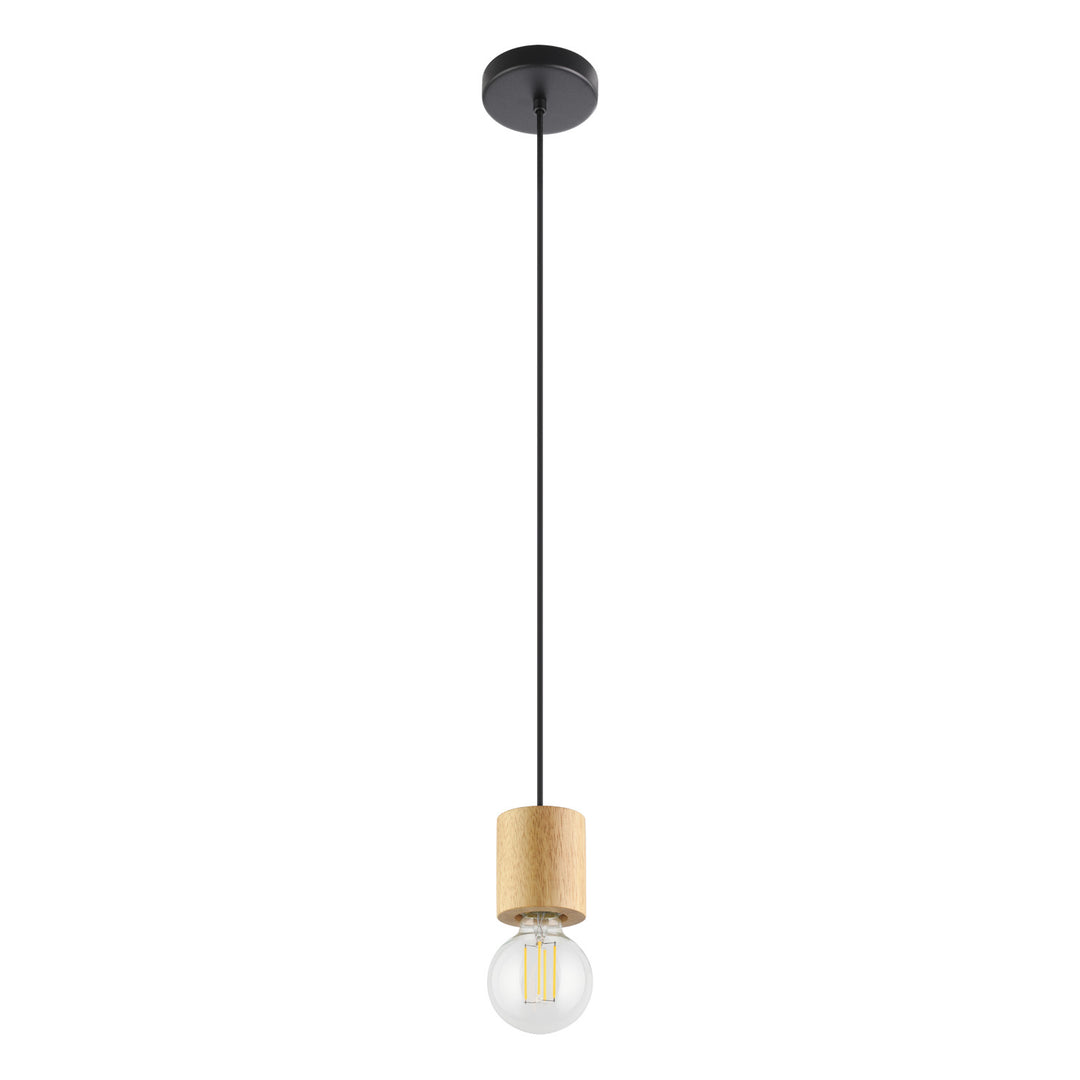 Turialdo One Light Pendant in Black, Natural Wood - available from The Lighting Shoppe, trusted by Canadian homeowners