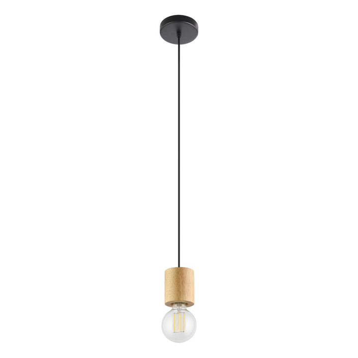 Turialdo One Light Pendant in Black, Natural Wood - available from The Lighting Shoppe, trusted by Canadian homeowners