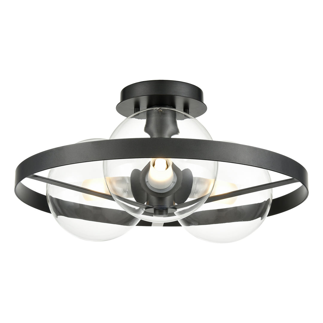 Courcelette Three Light Semi-Flush Mount in Graphite With Clear Glass - available from The Lighting Shoppe, trusted by Canadian homeowners