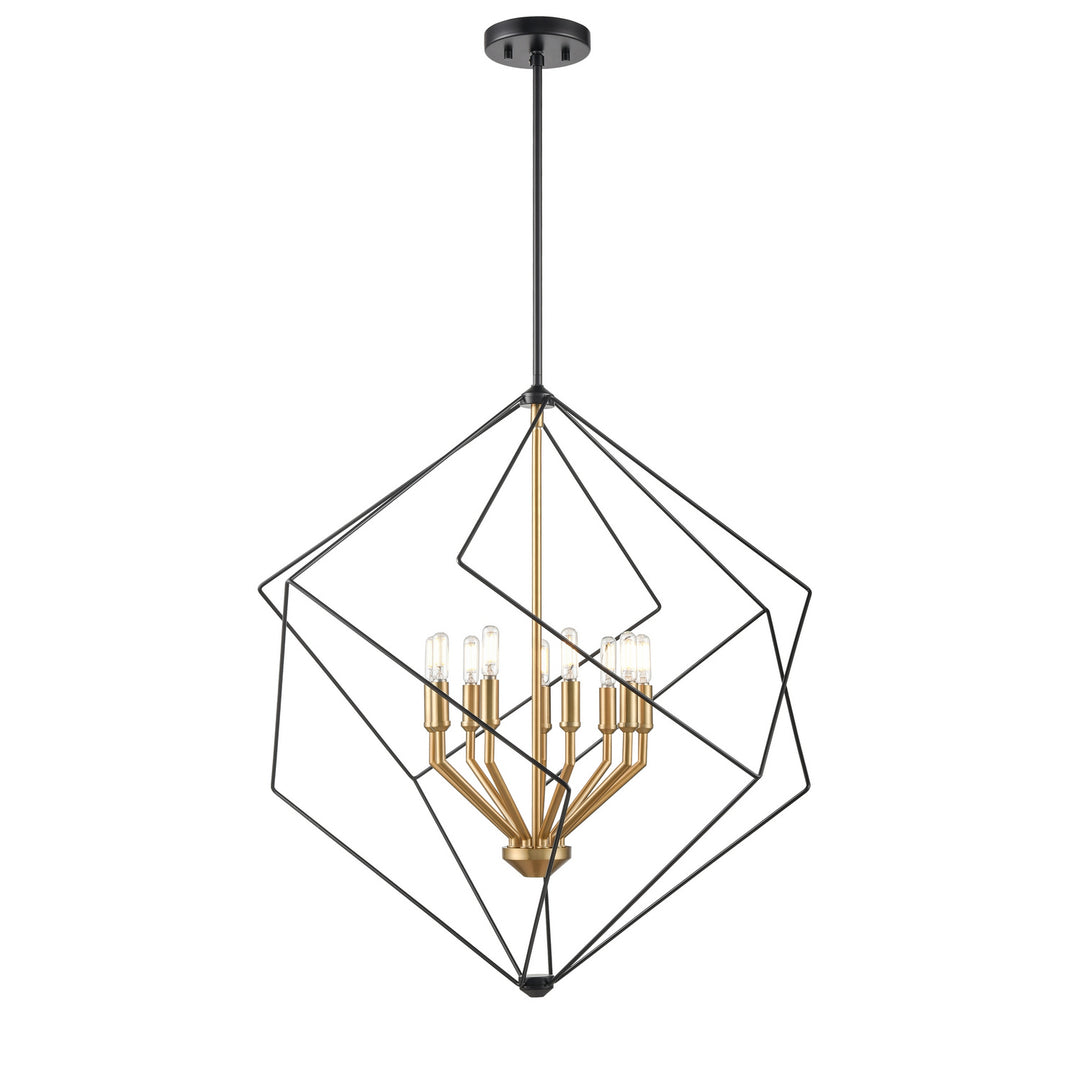 Ashoona Nine Light Foyer Pendant in Brass And Ebony - available from The Lighting Shoppe, trusted by Canadian homeowners