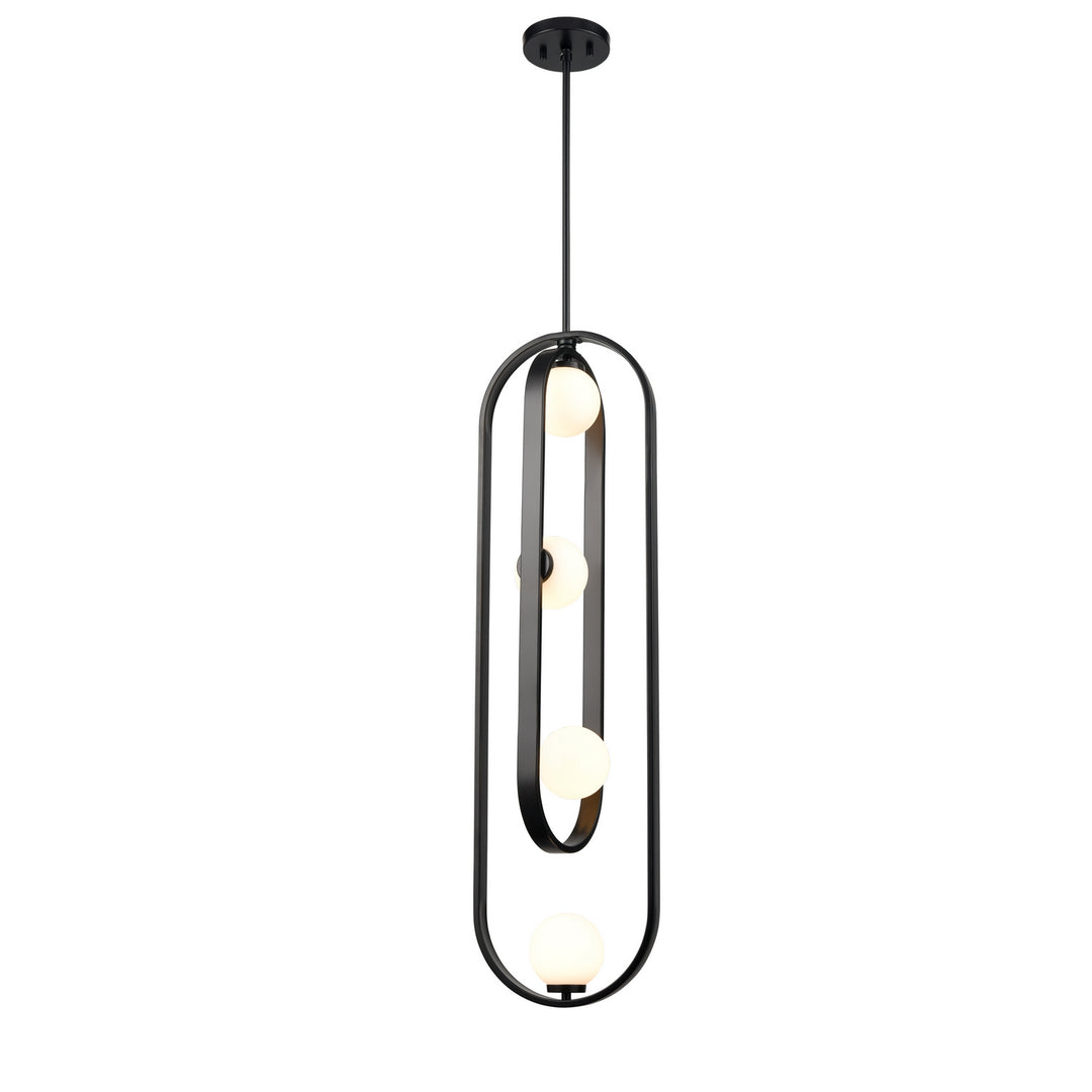Atwood Four Light Pendant in Ebony w/Half Opal Glass - available from The Lighting Shoppe, trusted by Canadian homeowners