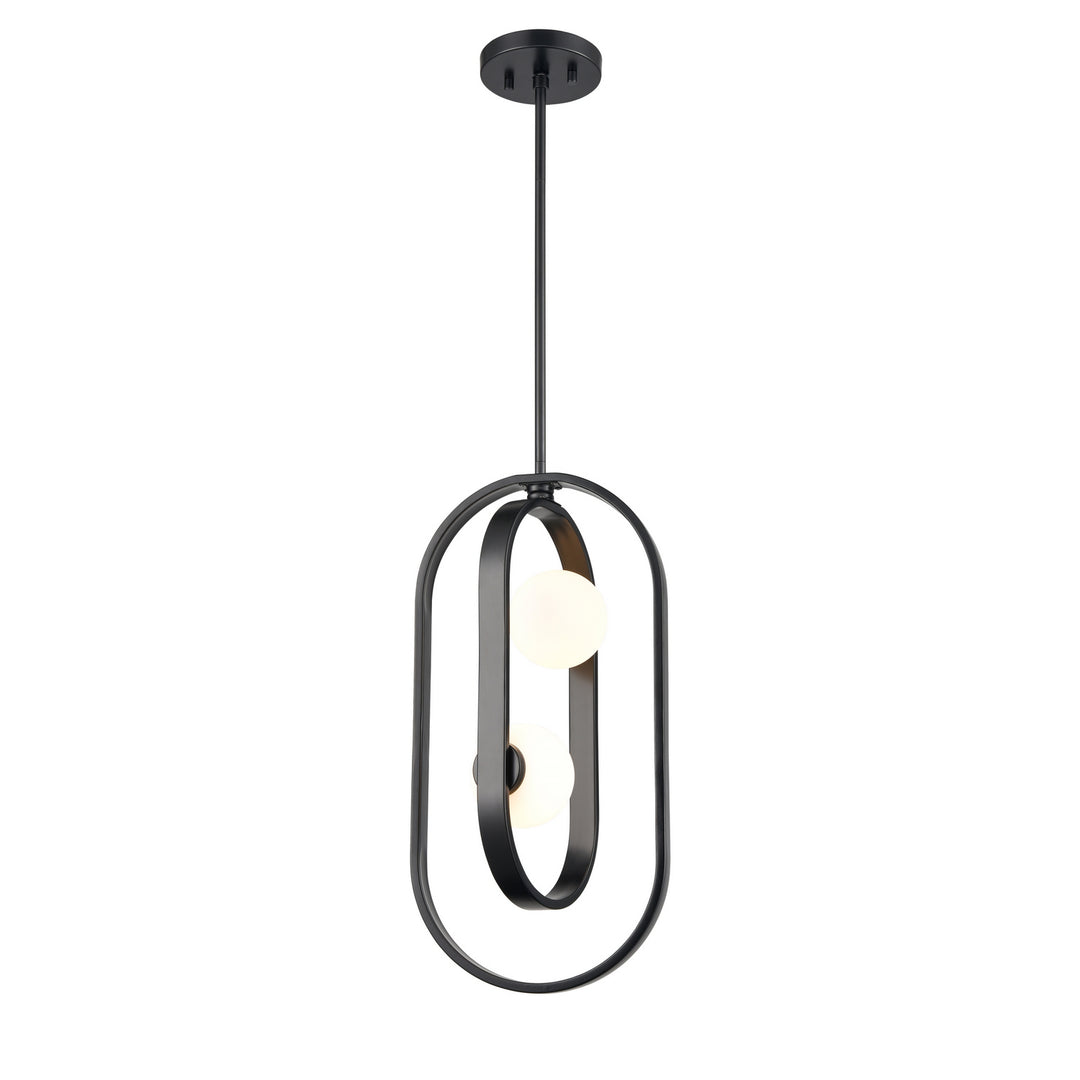 Atwood Two Light Pendant in Ebony w/Half Opal Glass - available from The Lighting Shoppe, trusted by Canadian homeowners
