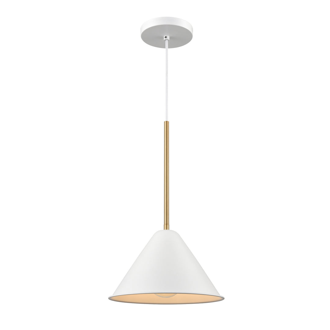 Lily One Light Pendant in Matte White/Brass - available from The Lighting Shoppe, trusted by Canadian homeowners