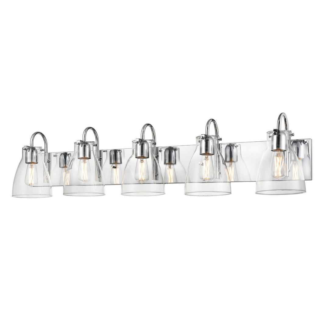Emma Five Light Vanity in Chrome w/Clear Glass - available from The Lighting Shoppe, trusted by Canadian homeowners