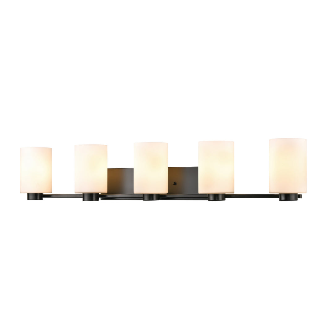 DVI Canada - DVP47155EB-OP - Five Light Vanity - Manitou - Ebony w/Half Opal Glass