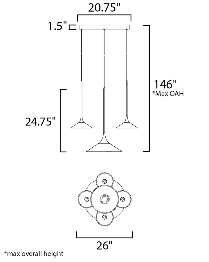 ET2 - E21536-24PC - LED Pendant - Cono - Polished Chrome