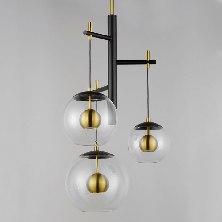 ET2 - E25156-BKNAB - LED Pendant - Nucleus - Black / Natural Aged Brass