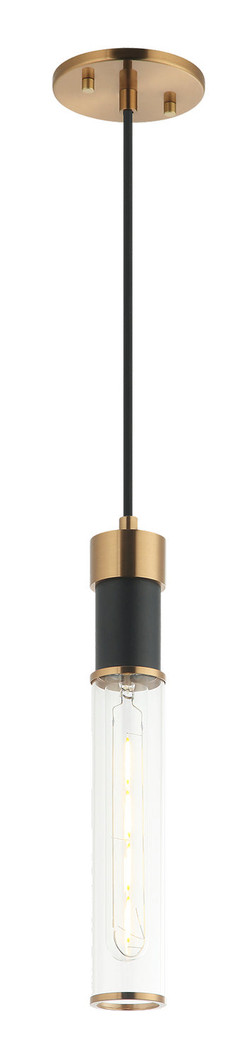 Tubo One Light Pendant in Matte Black + Aged Gold Brass - available from The Lighting Shoppe, trusted by Canadian homeowners