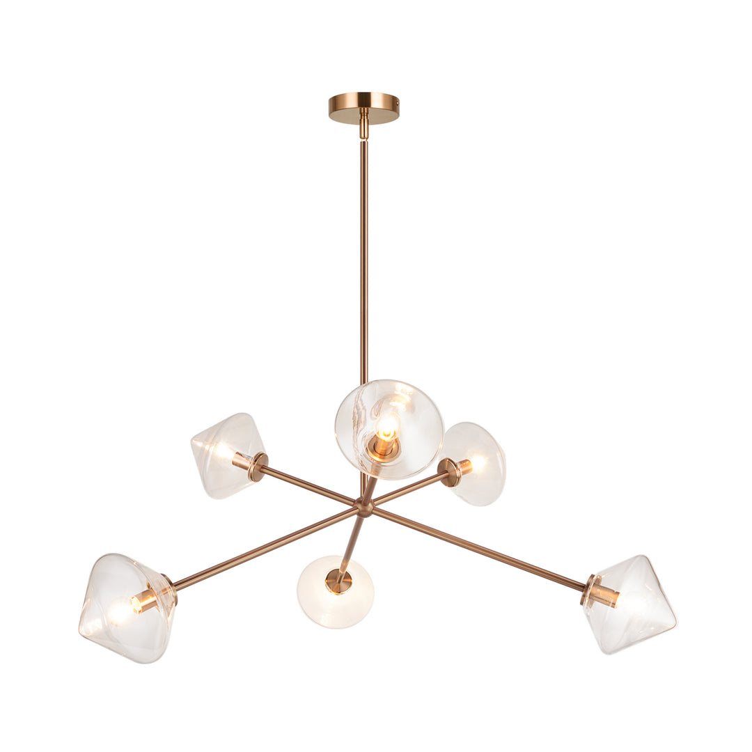 Novo Six Light Chandelier in Aged Gold Brass - available from The Lighting Shoppe, trusted by Canadian homeowners