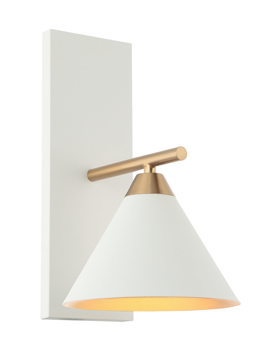 Bliss One Light Wall Sconce in Aged Gold Brass + White - available from The Lighting Shoppe, trusted by Canadian homeowners