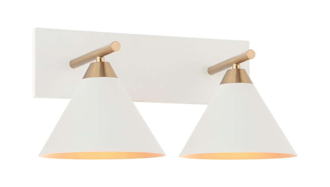 Bliss Two Light Wall Sconce in Aged Gold Brass + White - available from The Lighting Shoppe, trusted by Canadian homeowners