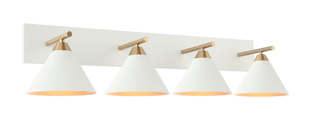 Bliss Four Light Wall Sconce in Aged Gold Brass + White - available from The Lighting Shoppe, trusted by Canadian homeowners