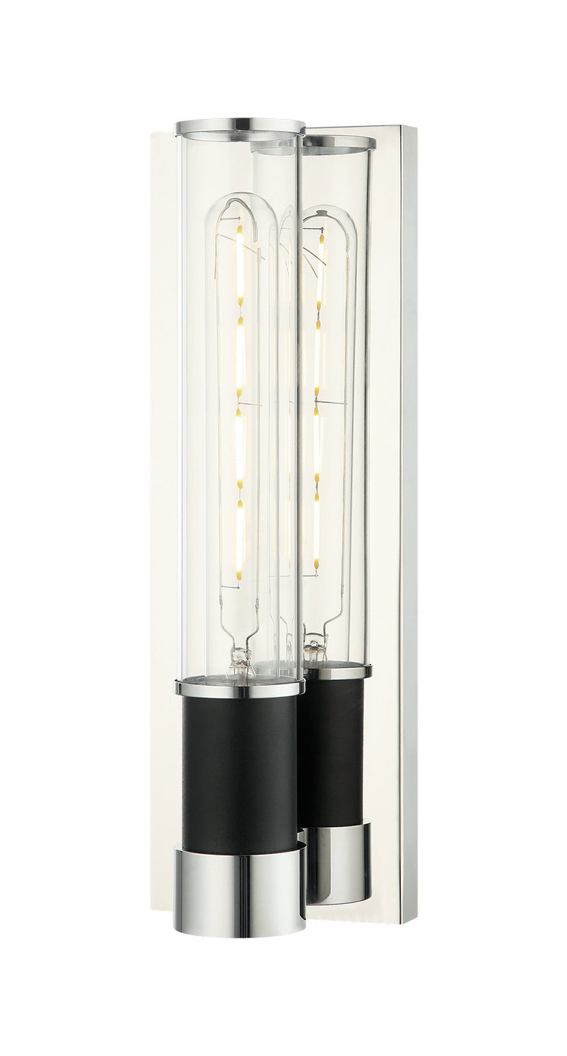 Tubo One Light Wall Sconce in Matte Black + Chrome - available from The Lighting Shoppe, trusted by Canadian homeowners