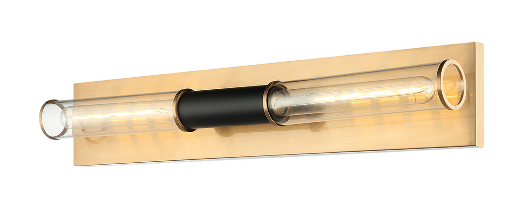 Tubo Two Light Wall Sconce in Matte Black + Aged Gold Brass - available from The Lighting Shoppe, trusted by Canadian homeowners