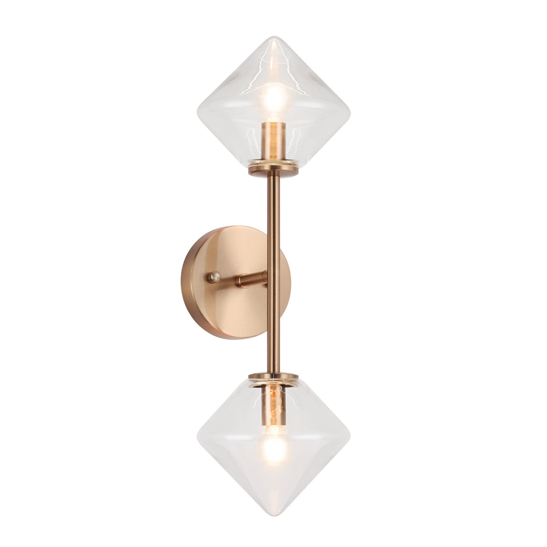 Novo Two Light Wall Sconce in Aged Gold Brass - available from The Lighting Shoppe, trusted by Canadian homeowners