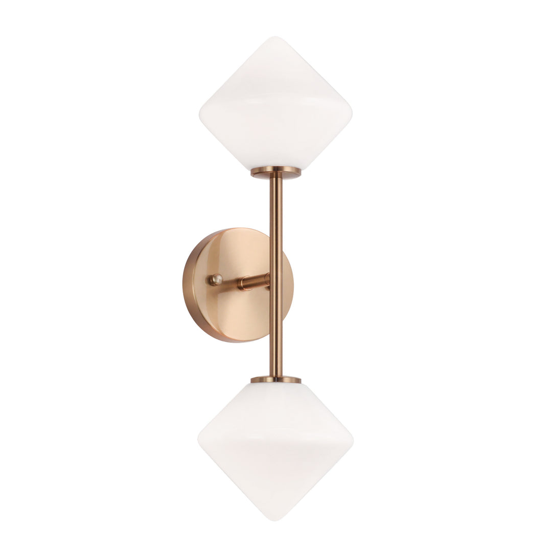 Novo Two Light Wall Sconce in Aged Gold Brass - available from The Lighting Shoppe, trusted by Canadian homeowners