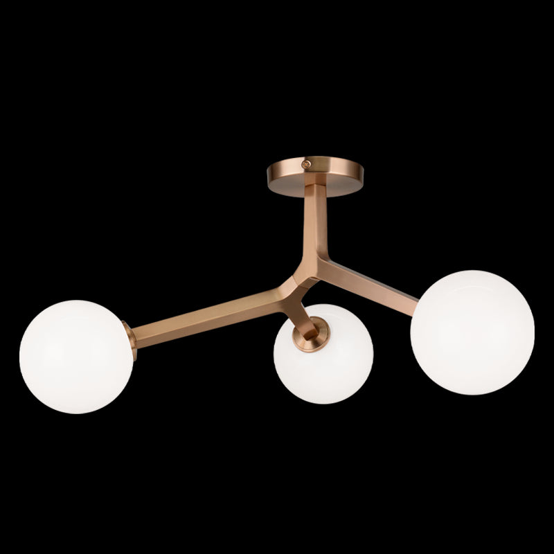 Rami Three Light Ceiling Mount in Aged Gold Brass - available from The Lighting Shoppe, trusted by Canadian homeowners