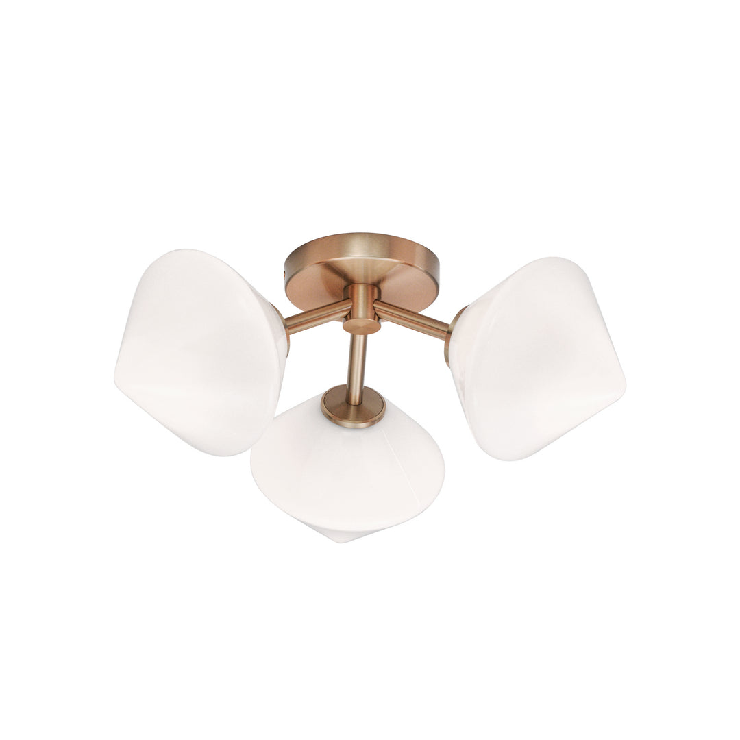 Novo Three Light Ceiling Mount in Aged Gold Brass - available from The Lighting Shoppe, trusted by Canadian homeowners