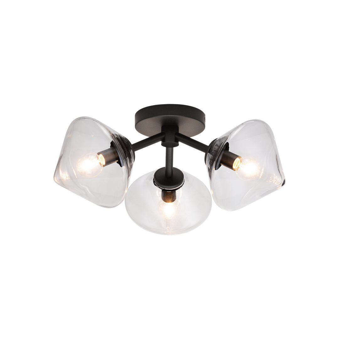 Novo Three Light Ceiling Mount in Black - available from The Lighting Shoppe, trusted by Canadian homeowners
