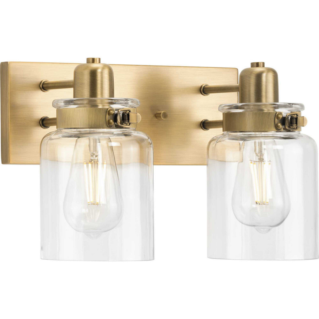 Calhoun Two Light Bath Bracket in Vintage Brass - available from The Lighting Shoppe, trusted by Canadian homeowners
