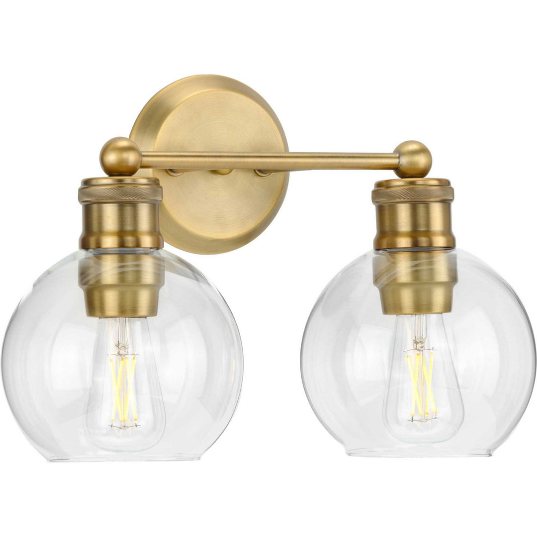 Hansford Two Light Bath Bracket in Vintage Brass - available from The Lighting Shoppe, trusted by Canadian homeowners