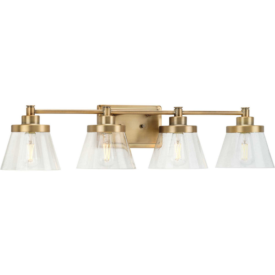 Hinton Four Light Bath Bracket in Vintage Brass - available from The Lighting Shoppe, trusted by Canadian homeowners