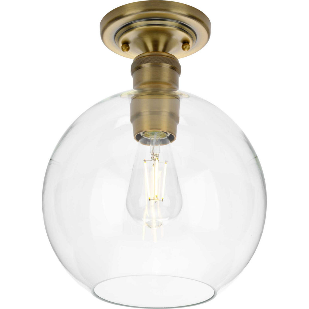 Hansford One Light Flush Mount in Vintage Brass - available from The Lighting Shoppe, trusted by Canadian homeowners