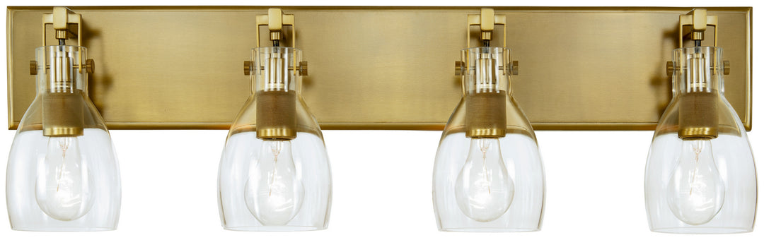 Tiberia Four Light Bath Bar in Soft Brass - available from The Lighting Shoppe, trusted by Canadian homeowners