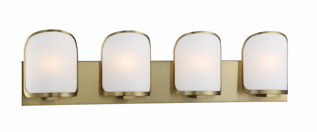 Bishop Crossing Four Light Bath in Soft Brass - available from The Lighting Shoppe, trusted by Canadian homeowners