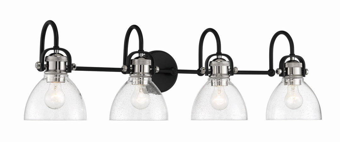 Monico Four Light Bath in Coal w/Polished Nickel - available from The Lighting Shoppe, trusted by Canadian homeowners