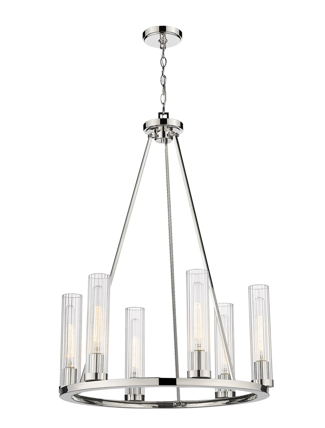 Beau Six Light Chandelier in Polished Nickel - available from The Lighting Shoppe, trusted by Canadian homeowners