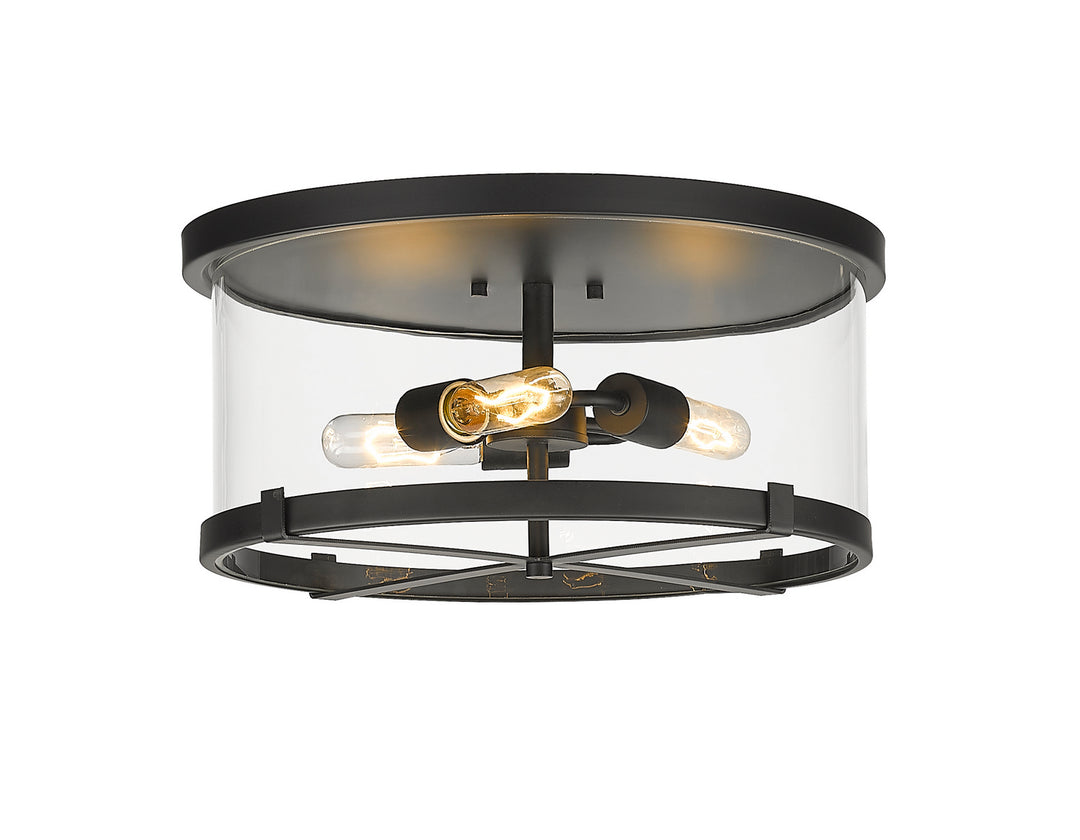 Callista Three Light Flush Mount in Matte Black - available from The Lighting Shoppe, trusted by Canadian homeowners