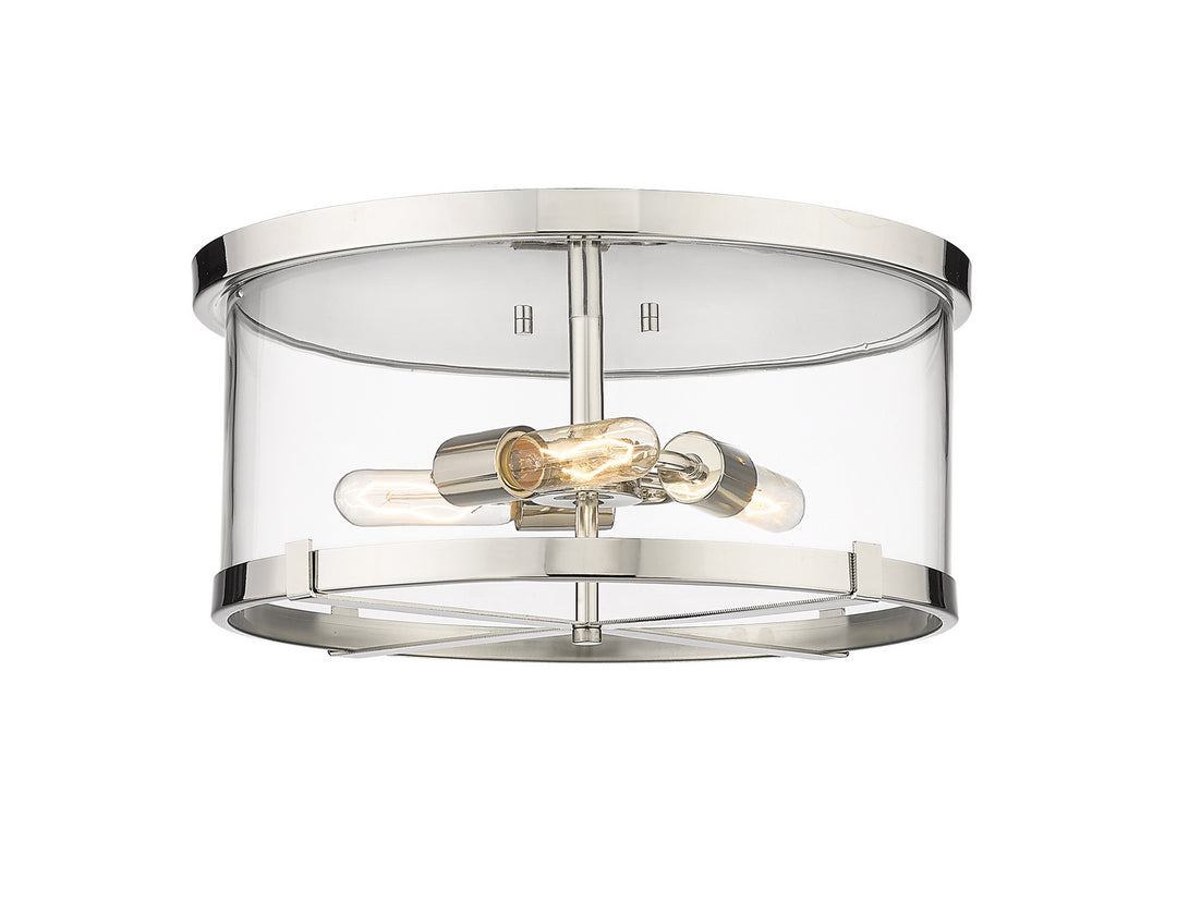 Callista Three Light Flush Mount in Polished Nickel - available from The Lighting Shoppe, trusted by Canadian homeowners