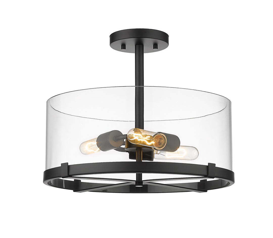 Callista Three Light Semi Flush Mount in Matte Black - available from The Lighting Shoppe, trusted by Canadian homeowners