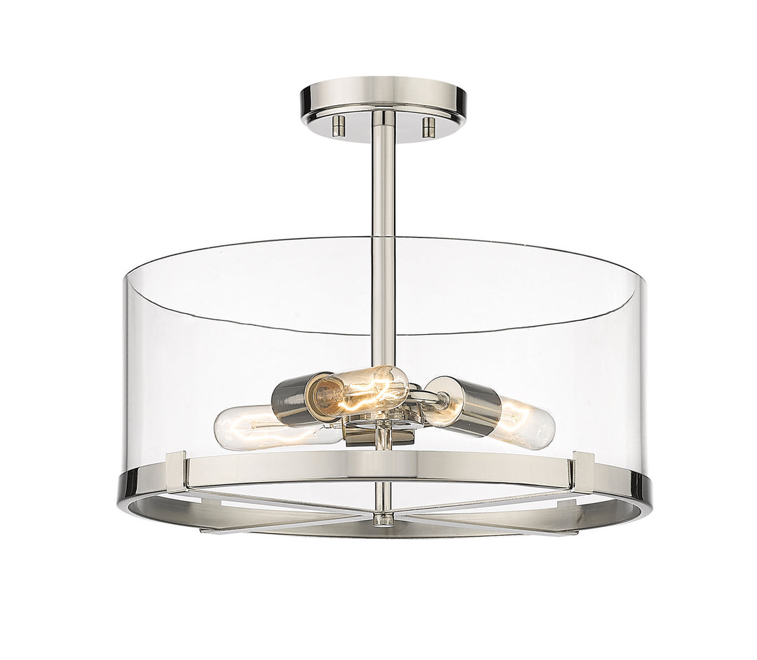 Callista Three Light Semi Flush Mount in Polished Nickel - available from The Lighting Shoppe, trusted by Canadian homeowners