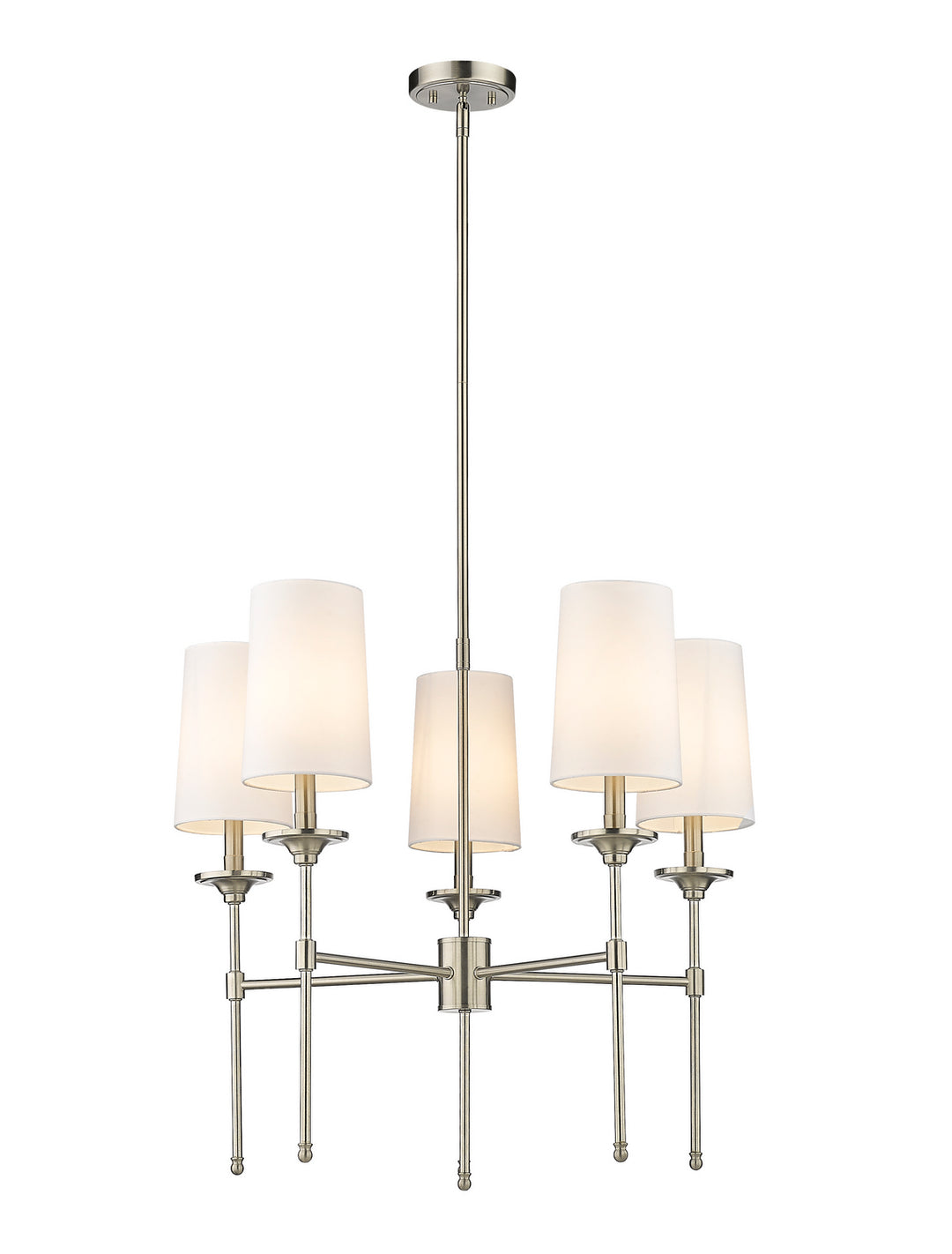 Emily Five Light Chandelier in Brushed Nickel - available from The Lighting Shoppe, trusted by Canadian homeowners