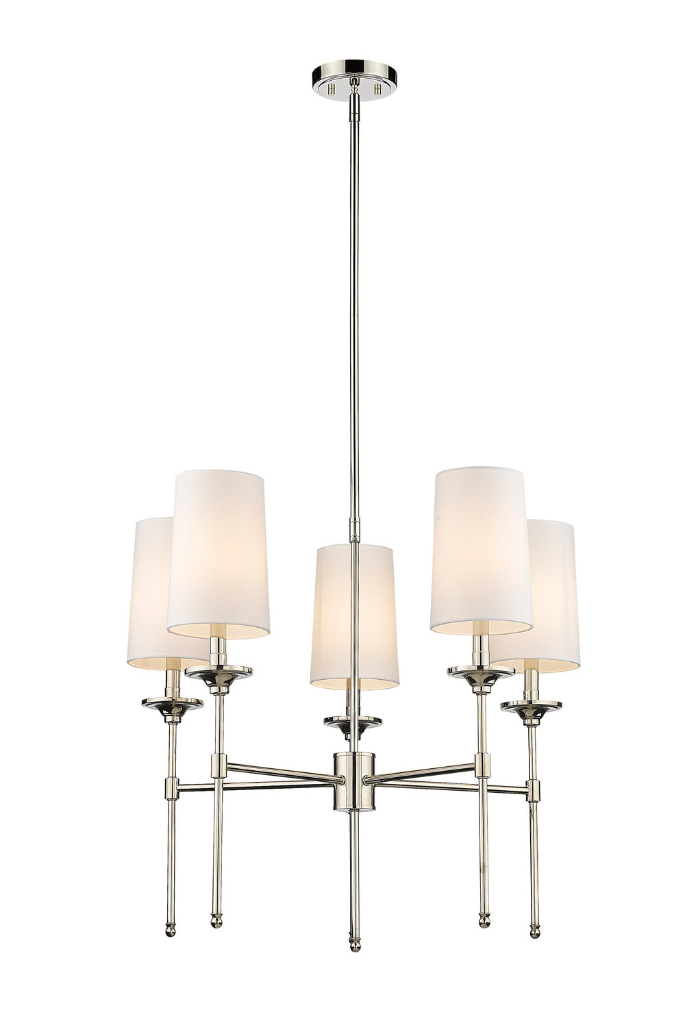 Emily Five Light Chandelier in Polished Nickel - available from The Lighting Shoppe, trusted by Canadian homeowners