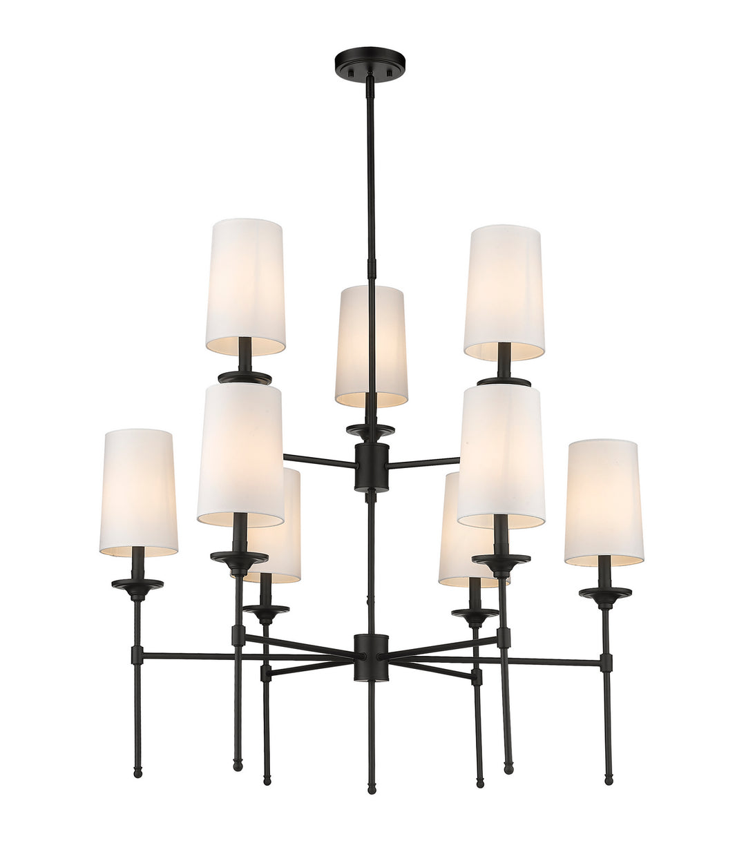 Emily Nine Light Chandelier in Matte Black - available from The Lighting Shoppe, trusted by Canadian homeowners