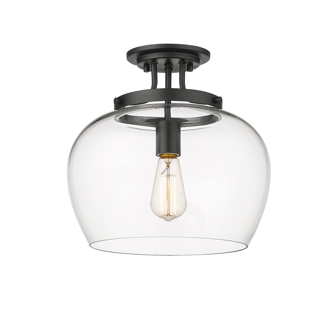 Joliet One Light Semi Flush Mount in Matte Black - available from The Lighting Shoppe, trusted by Canadian homeowners