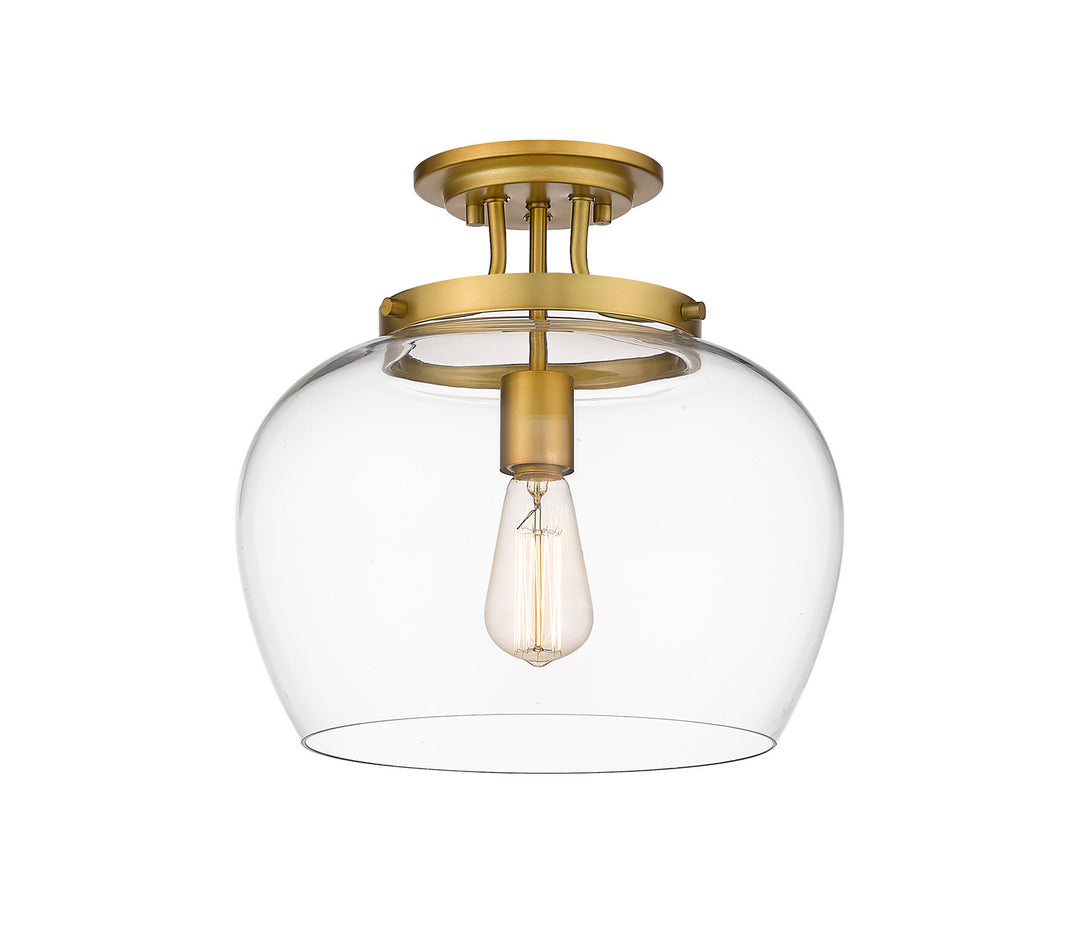 Joliet One Light Semi Flush Mount in Olde Brass - available from The Lighting Shoppe, trusted by Canadian homeowners